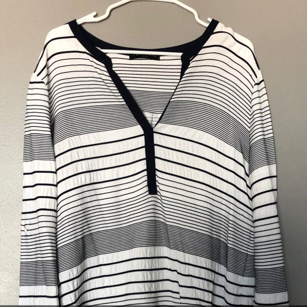 White/Navy Stripe Blouse